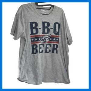 Academy Sports BBQ and Beer Graphic Tee Gray Mens Large Short Sleeve T-Shirt